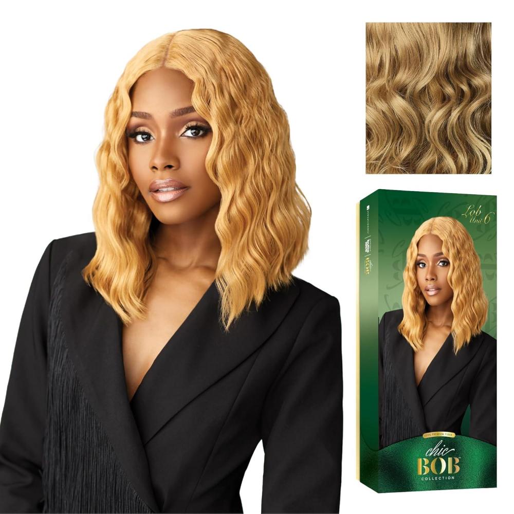imageSensationnel Chicbob Lace Frontwig Lob Unit 6 Face Framing Glueless Wig Wide 5 Inch Deep Part Synthetic Preplucked Hairline 1 JETBLACKDIRTYBLONDE