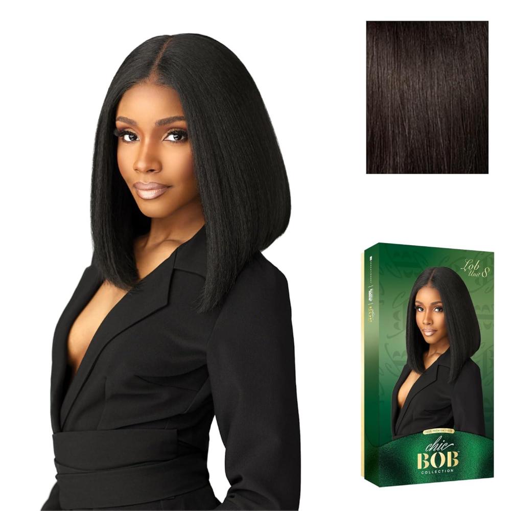 imageSensationnel Chicbob Lace Frontwig Lob Unit 8 Face Framing Glueless Wig Wide 5 Inch Deep Part Synthetic Preplucked Hairline 1 JETBLACK2 DARKBROWN