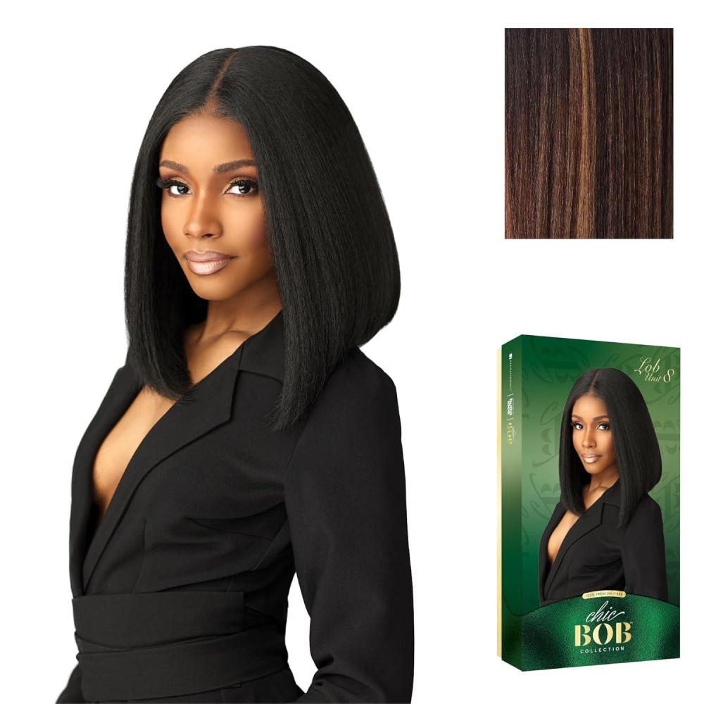 imageSensationnel Chicbob Lace Frontwig Lob Unit 8 Face Framing Glueless Wig Wide 5 Inch Deep Part Synthetic Preplucked Hairline 1 JETBLACKBALAYAGECHOCOLATE