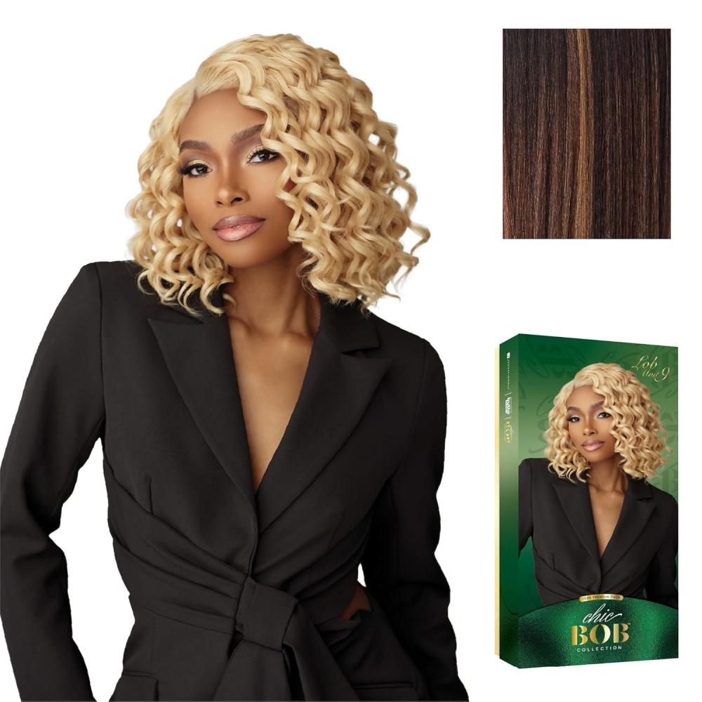 imageSensationnel Chicbob Lace Frontwig  Lob Unit 9 Face Framing Glueless Wig Wide 5 Inch Deep Part Synthetic Preplucked Hairline 1 JETBLACKBALAYAGECHOCOLATE