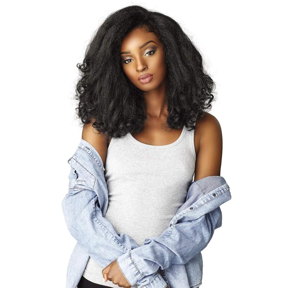 imageSensationnel Curls Kinksandco Half Wig Rain Maker Instant Weave Drawstring Cap for Natural 3C to 4C Hair Textures 1B OFFBLACKF1B30
