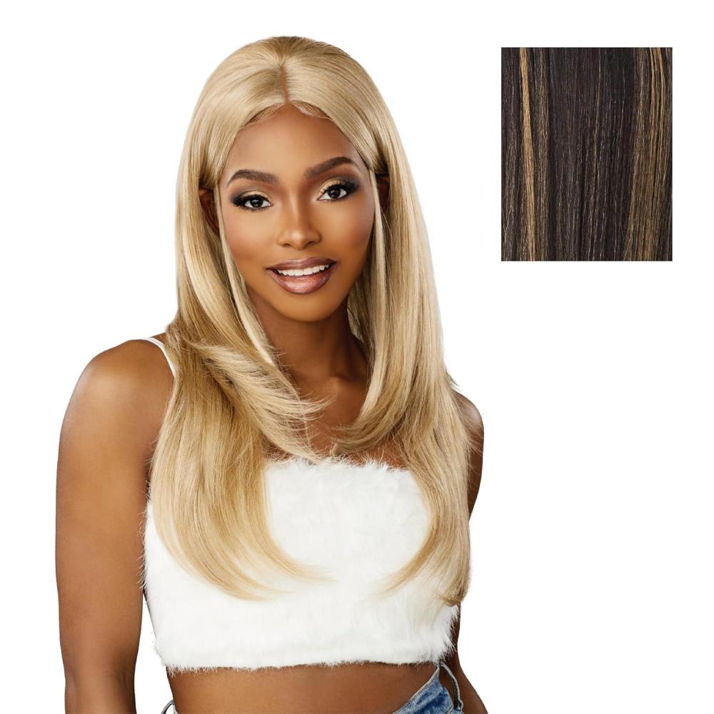 imageSensationnel Dashly Lace Front Wig Unit 49 Pre Teased Pouf Style Laceparting Ear to Ear Synthetic 1 JETBLACKBALAYAGEGOLD