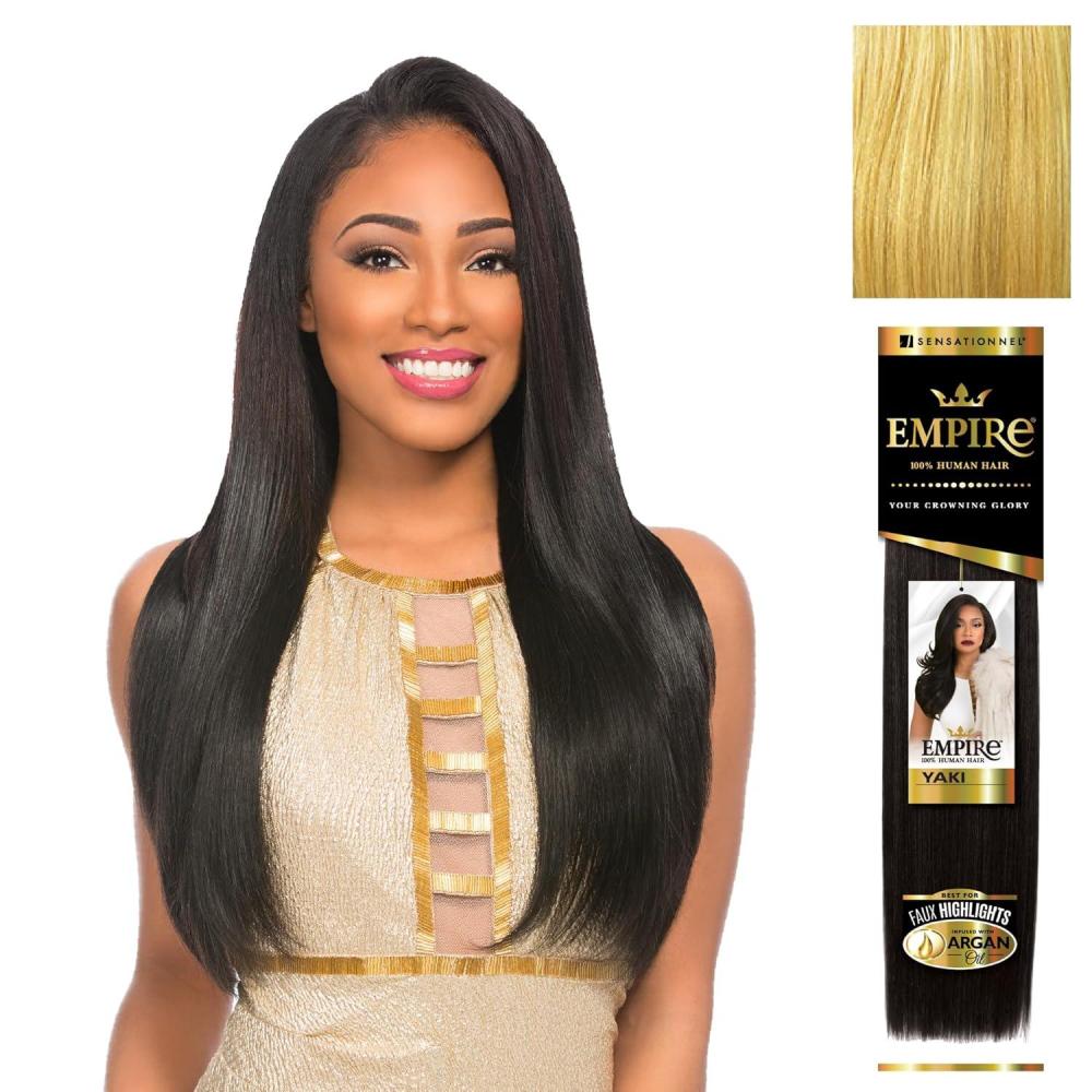 imageSensationnel Empire yaki human hair Tangle Free Weaving for Quick Weave and Sew in Styles for Faux Highlights and Fauxmiddlepart Leave Out 1 Pack 18 inch 1B OFFBLACKS27613