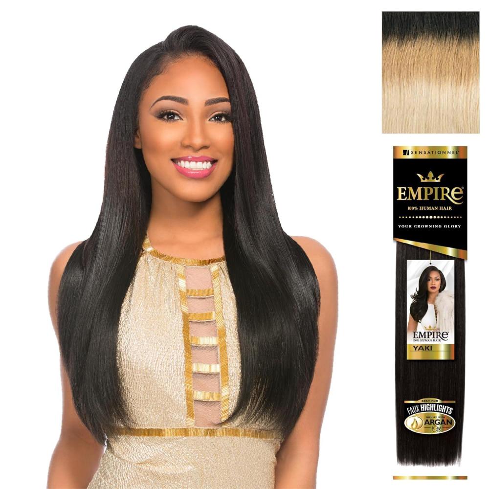 imageSensationnel Empire yaki human hair Tangle Free Weaving for Quick Weave and Sew in Styles for Faux Highlights and Fauxmiddlepart Leave Out 1 Pack 18 inch 1B OFFBLACKT227613