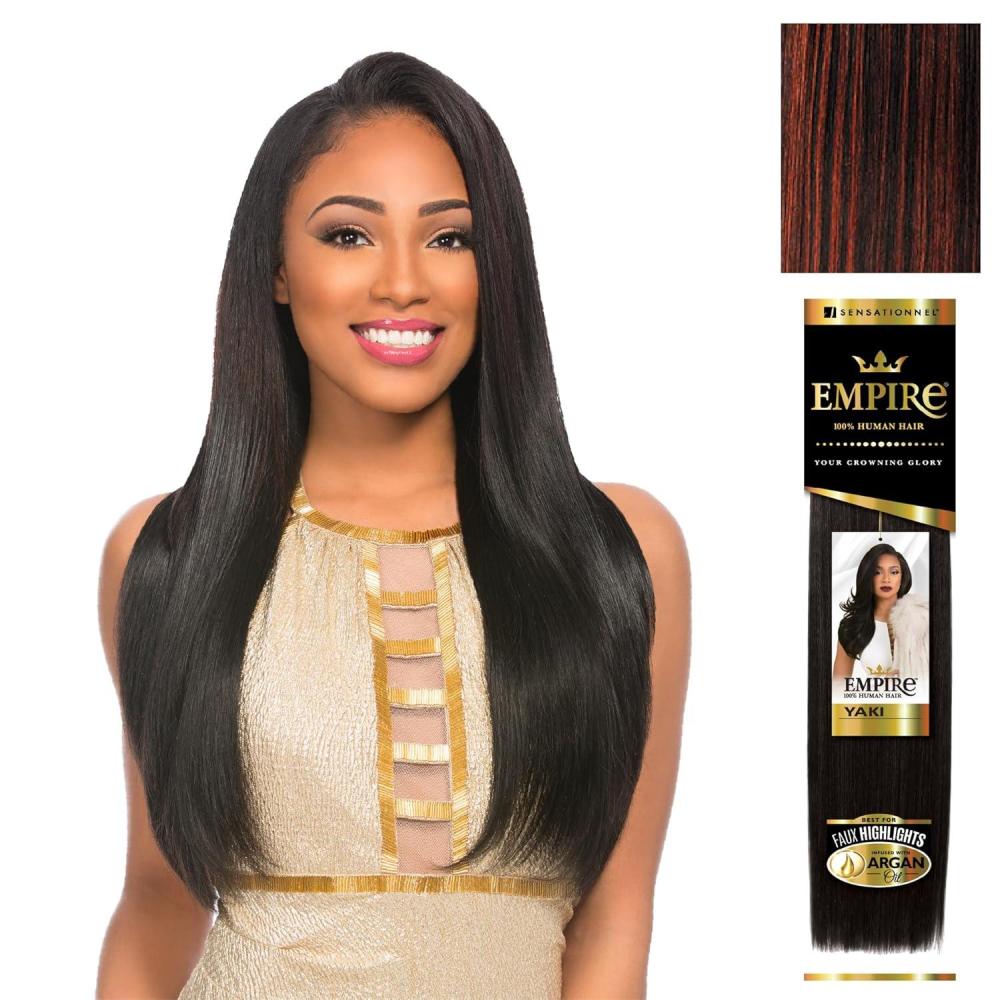imageSensationnel Empire yaki human hair Tangle Free Weaving for Quick Weave and Sew in Styles for Faux Highlights and Fauxmiddlepart Leave Out 1 Pack 18 inch 1B OFFBLACKS1B350