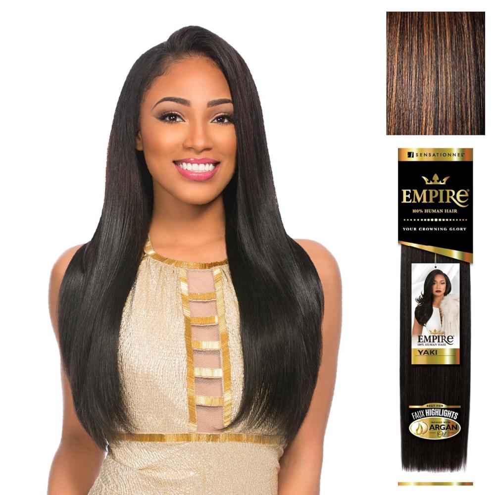 imageSensationnel Empire yaki human hair Tangle Free Weaving for Quick Weave and Sew in Styles for Faux Highlights and Fauxmiddlepart Leave Out 1 Pack 18 inch 1B OFFBLACKS1B30