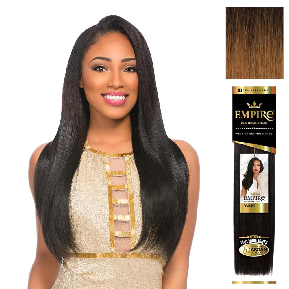 imageSensationnel Empire yaki human hair Tangle Free Weaving for Quick Weave and Sew in Styles for Faux Highlights and Fauxmiddlepart Leave Out 1 Pack 18 inch 1B OFFBLACKT1B30