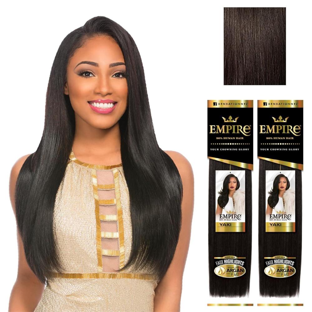 imageSensationnel Empire yaki human hair Tangle Free Weaving for Quick Weave and Sew in Styles for Faux Highlights and Fauxmiddlepart Leave Out 2 Pack 14 inch T2276132 DARKBROWN