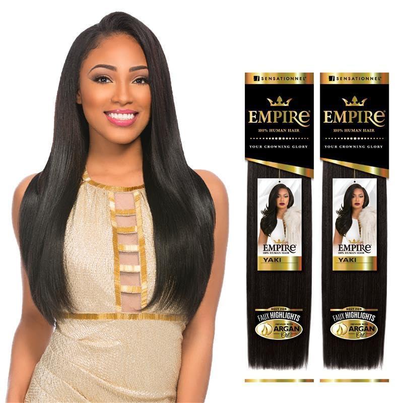 imageSensationnel Empire yaki human hair Tangle Free Weaving for Quick Weave and Sew in Styles for Faux Highlights and Fauxmiddlepart Leave Out 2 Pack 14 inch T227613T23027