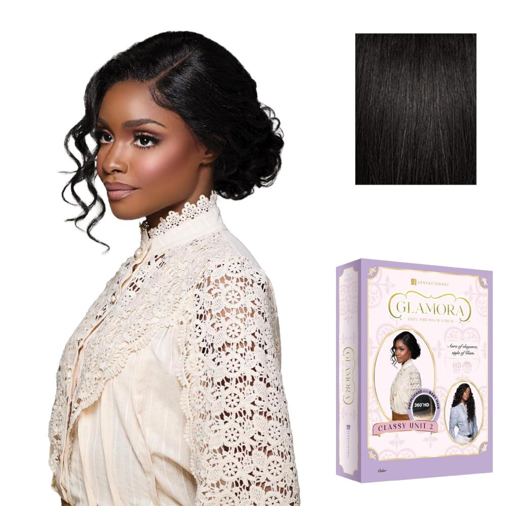 imageSensationnel Glamora 360 Lace Wig Classy Unit 2 Glueless Ready to Wear Synthetic Preplucked Hairline 2 DARKBROWN1B OFFBLACK