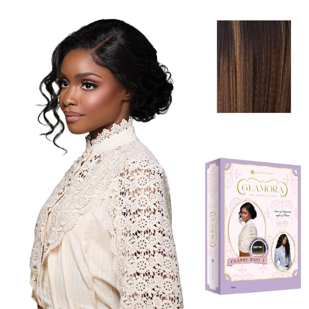 imageSensationnel Glamora 360 Lace Wig Classy Unit 2 Glueless Ready to Wear Synthetic Preplucked Hairline 2 DARKBROWNBALAYAGEHAZELNUT