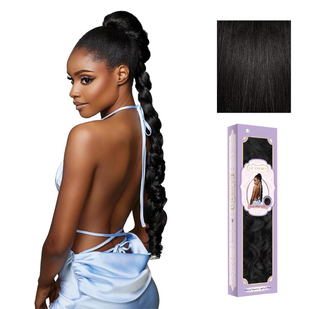 imageSensationnel Glamora Glam Updo Hairpiece Unit 1 Ready to Wear Synthetic with Adjustable Drawstring Cap 1 JETBLACK1B OFFBLACK