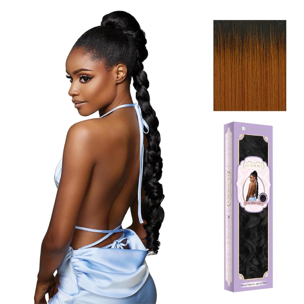 imageSensationnel Glamora Glam Updo Hairpiece Unit 1 Ready to Wear Synthetic with Adjustable Drawstring Cap 1 JETBLACKT2COPPER