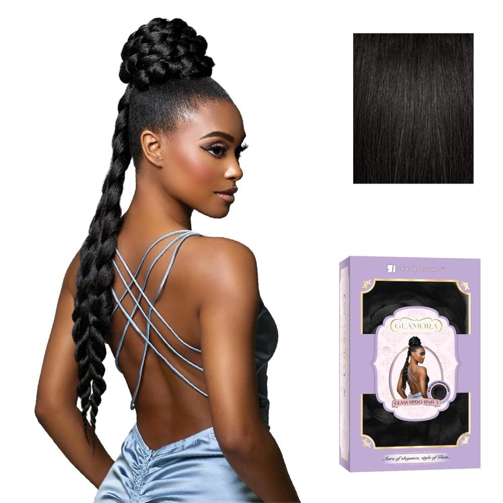 imageSensationnel Glamora Glam Updo Hairpiece Unit 3 Ready to Wear Synthetic Bun with Adjustable Drawstring Cap 1 JETBLACK1B OFFBLACK