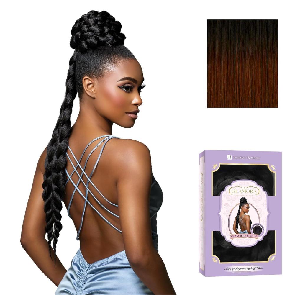 imageSensationnel Glamora Glam Updo Hairpiece Unit 3 Ready to Wear Synthetic Bun with Adjustable Drawstring Cap 1 JETBLACKSM2COPPER