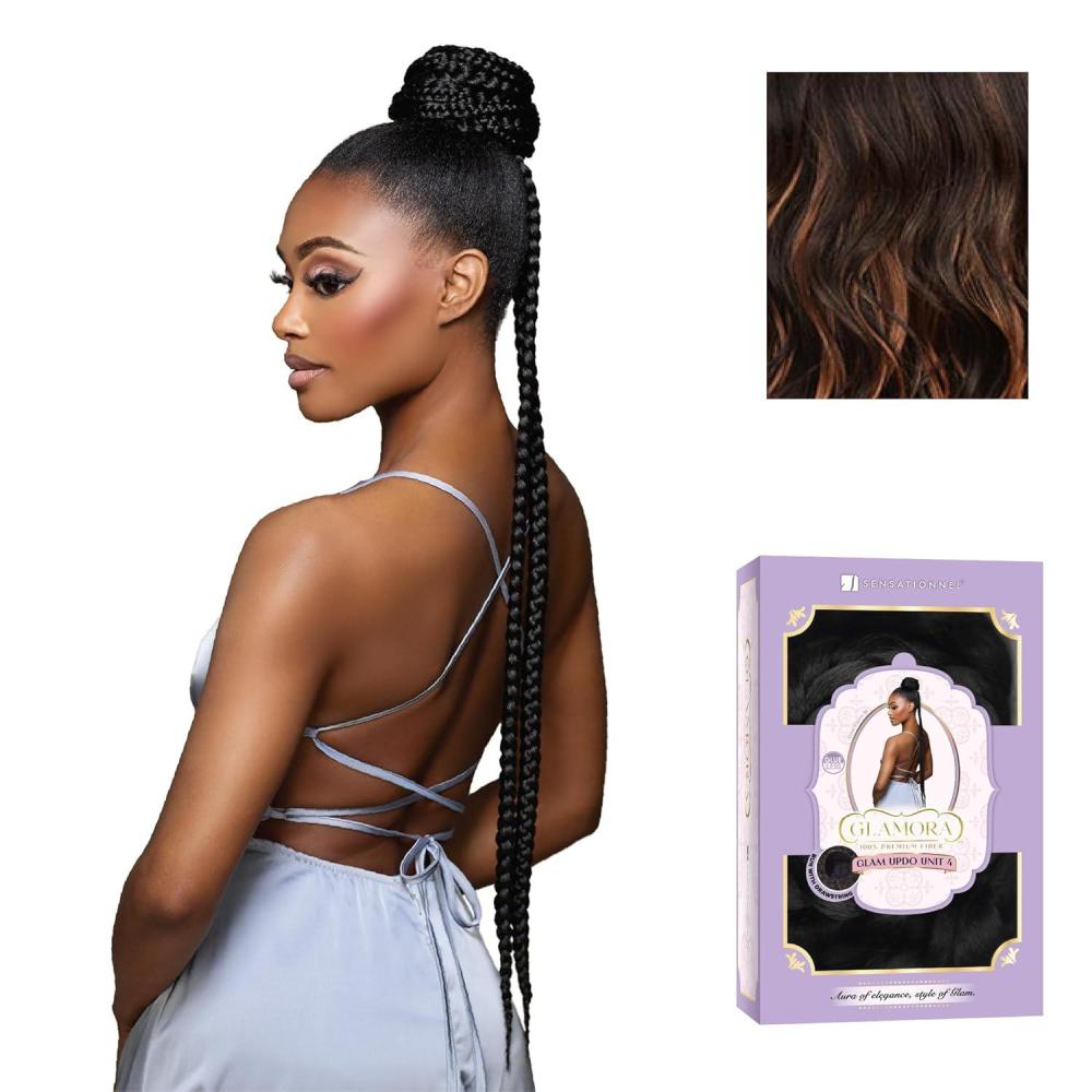imageSensationnel Glamora Glam Updo Hairpiece Unit 4 Ready to Wear Synthetic Bun with Adjustable Drawstring Cap 1 JETBLACKF1B30