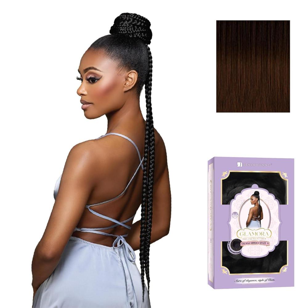 imageSensationnel Glamora Glam Updo Hairpiece Unit 4 Ready to Wear Synthetic Bun with Adjustable Drawstring Cap 1 JETBLACKSM230