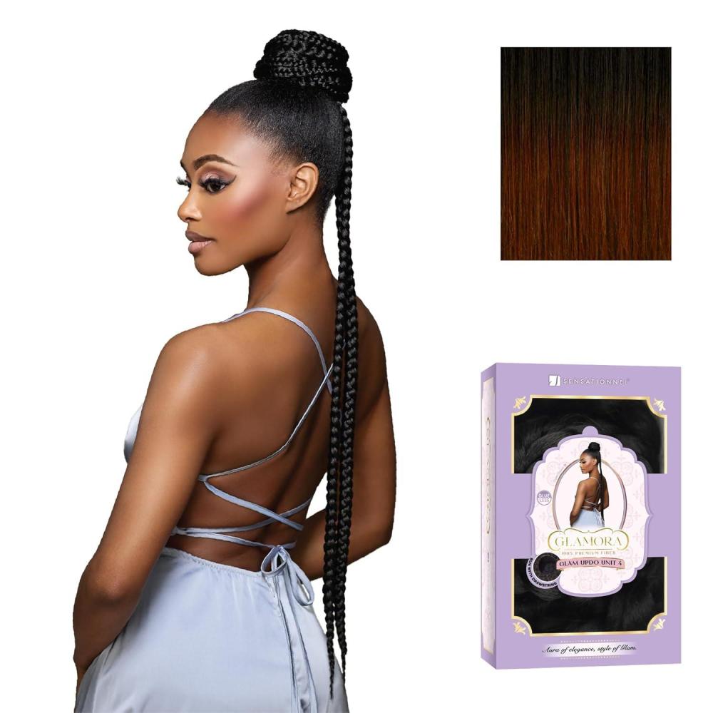 imageSensationnel Glamora Glam Updo Hairpiece Unit 4 Ready to Wear Synthetic Bun with Adjustable Drawstring Cap 1 JETBLACKSM2COPPER