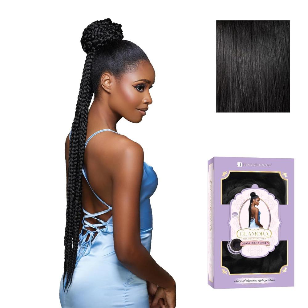 imageSensationnel Glamora Glam Updo Hairpiece Unit 5 Ready to Wear Synthetic Bun with Adjustable Drawstring Cap 1 JETBLACK1 JETBLACK