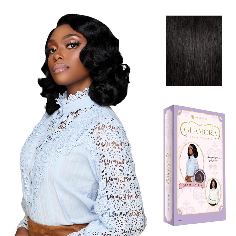 imageSensationnel Glamora Lace Front Wig  Glam Unit 3 Glueless 13x4 Laceparting Ready to Wear Synthetic Preplucked Hairline BALAYAGEMOCHA1B OFFBLACK