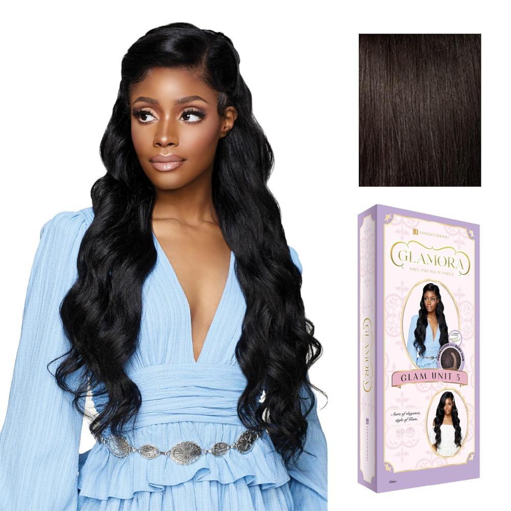 imageSensationnel Glamora Lace Front Wig Glam Unit 5 Glueless Side Part Ready to Wear Synthetic Preplucked Hairline 2 DARKBROWN2 DARKBROWN