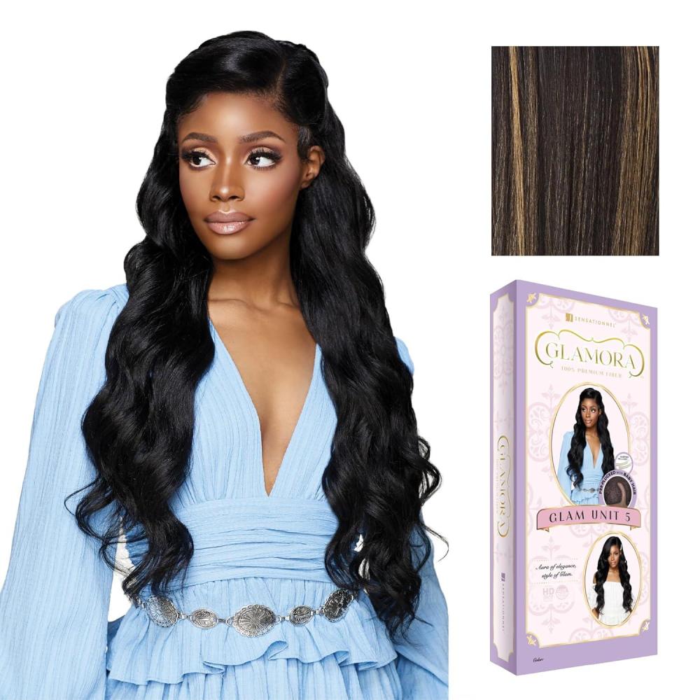 imageSensationnel Glamora Lace Front Wig  Glam Unit 5 Glueless Side Part Ready to Wear Synthetic Preplucked Hairline 2 DARKBROWNBALAYAGEGOLD