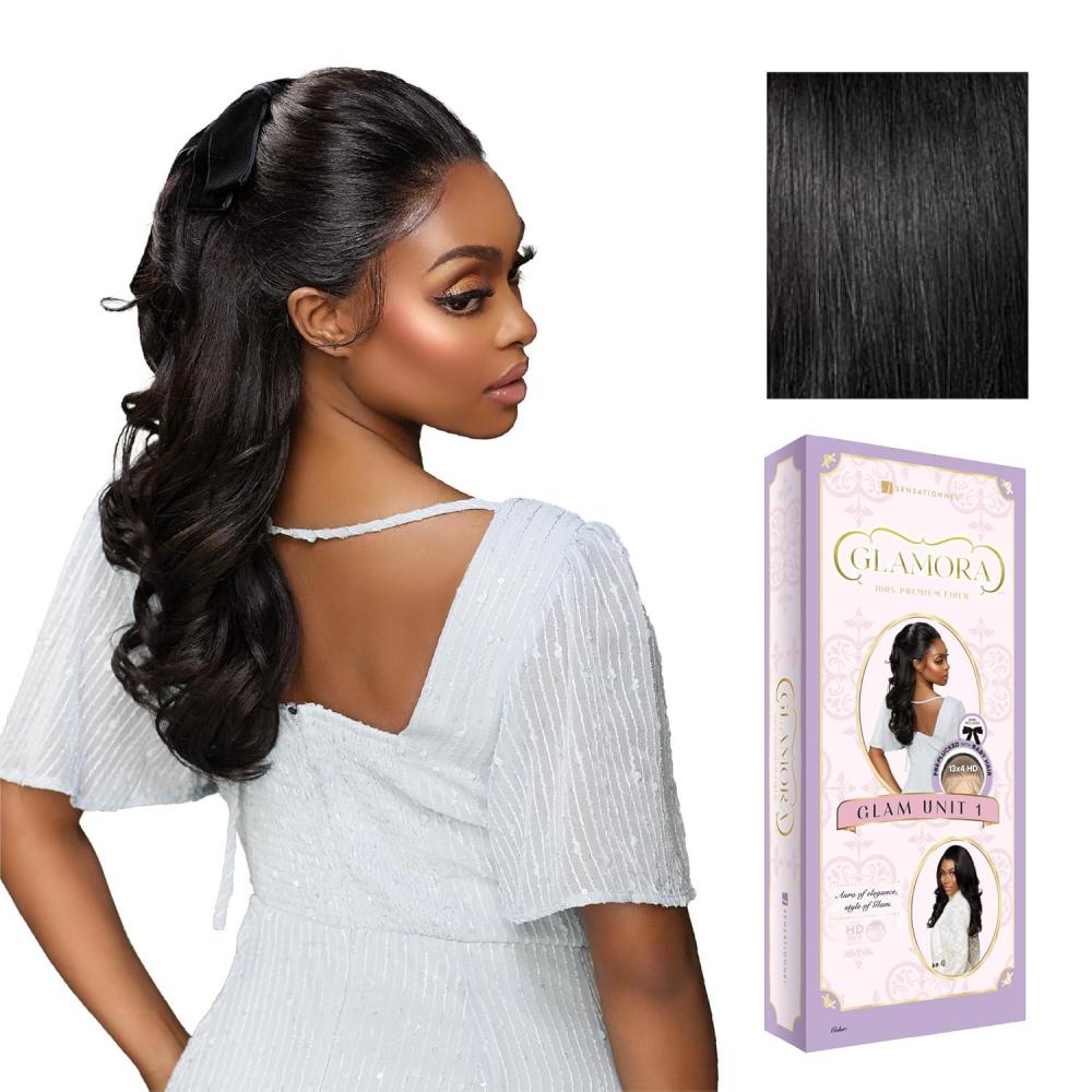 imageSensationnel Glamora Lace Front Wigs Glam Unit 1 13x4 Laceparting Ready to Wear Synthetic Preplucked Hairline Glueless Lacefront BALAYAGEMOCHA1 JETBLACK