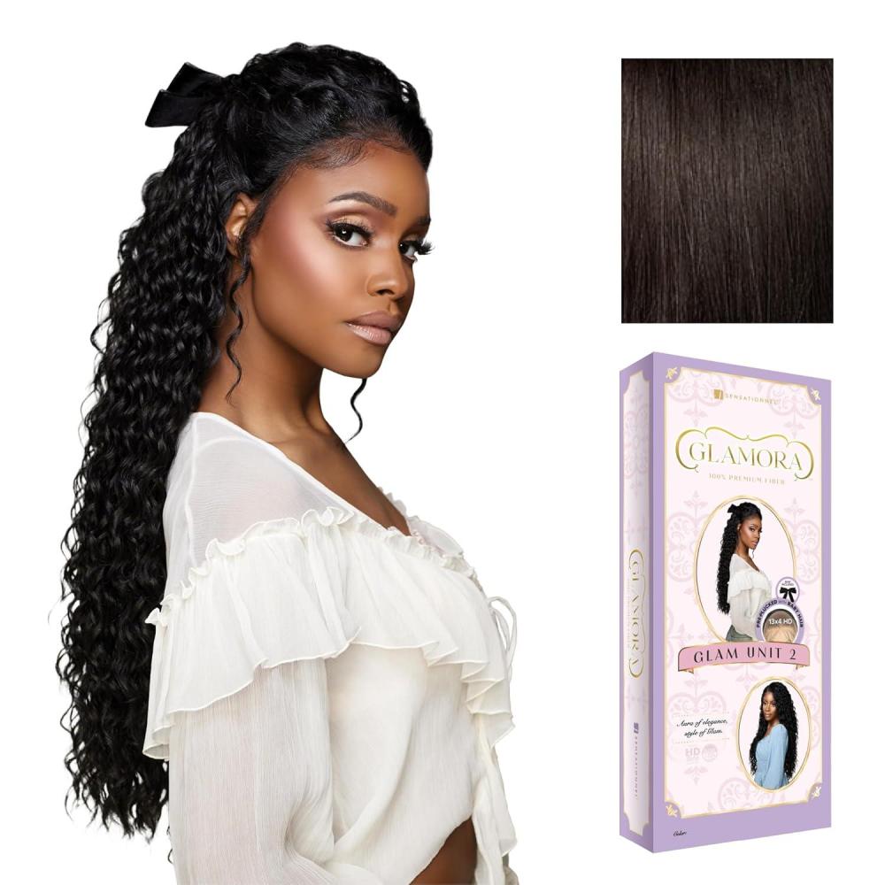 imageSensationnel Glamora Lace Front Wigs Glam Unit 2 13x4 Laceparting Ready to Wear Synthetic Preplucked Hairline Glueless Lacefront BALAYAGEMOCHA2 DARKBROWN