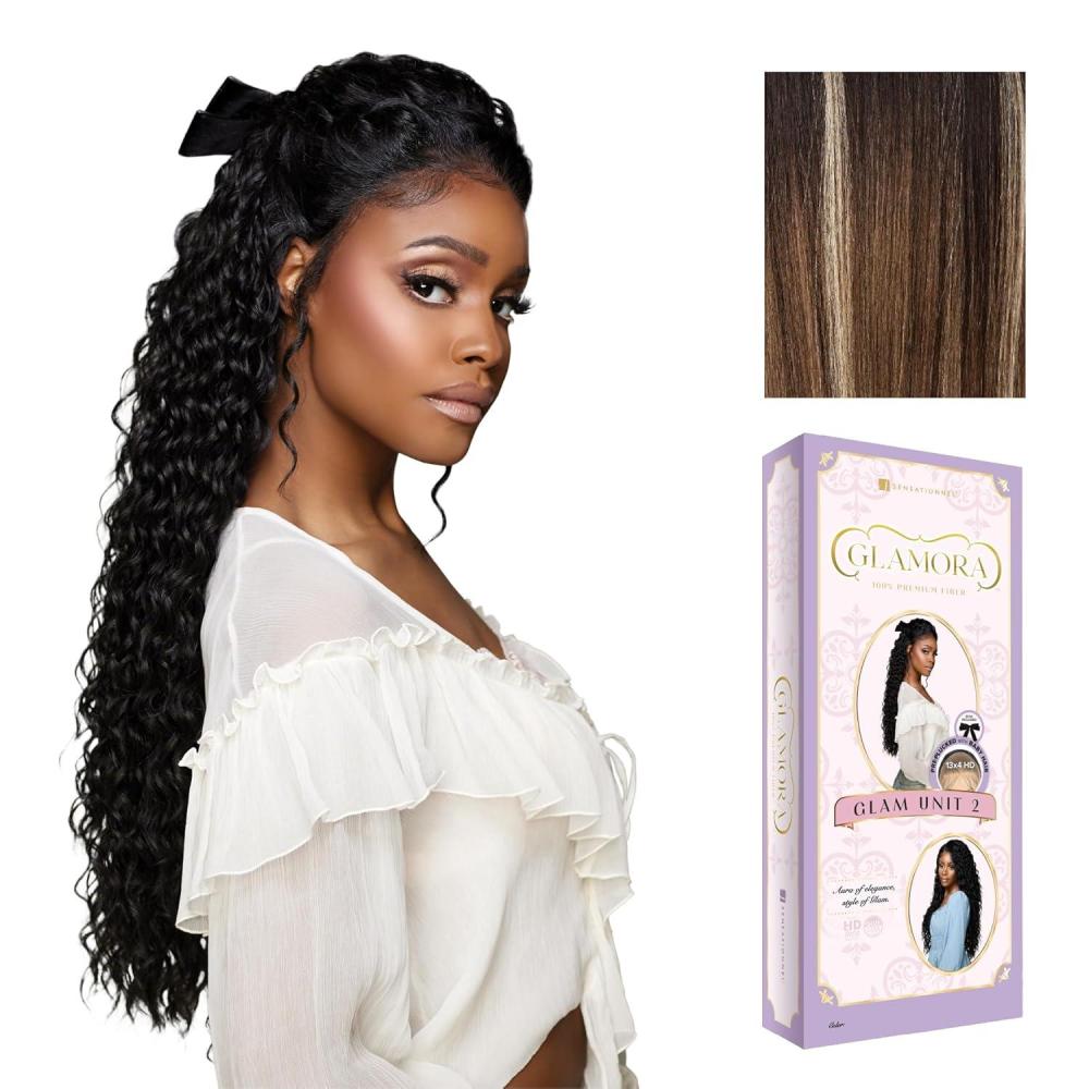imageSensationnel Glamora Lace Front Wigs Glam Unit 2 13x4 Laceparting Ready to Wear Synthetic Preplucked Hairline Glueless Lacefront BALAYAGEMOCHABALAYAGEMOCHA