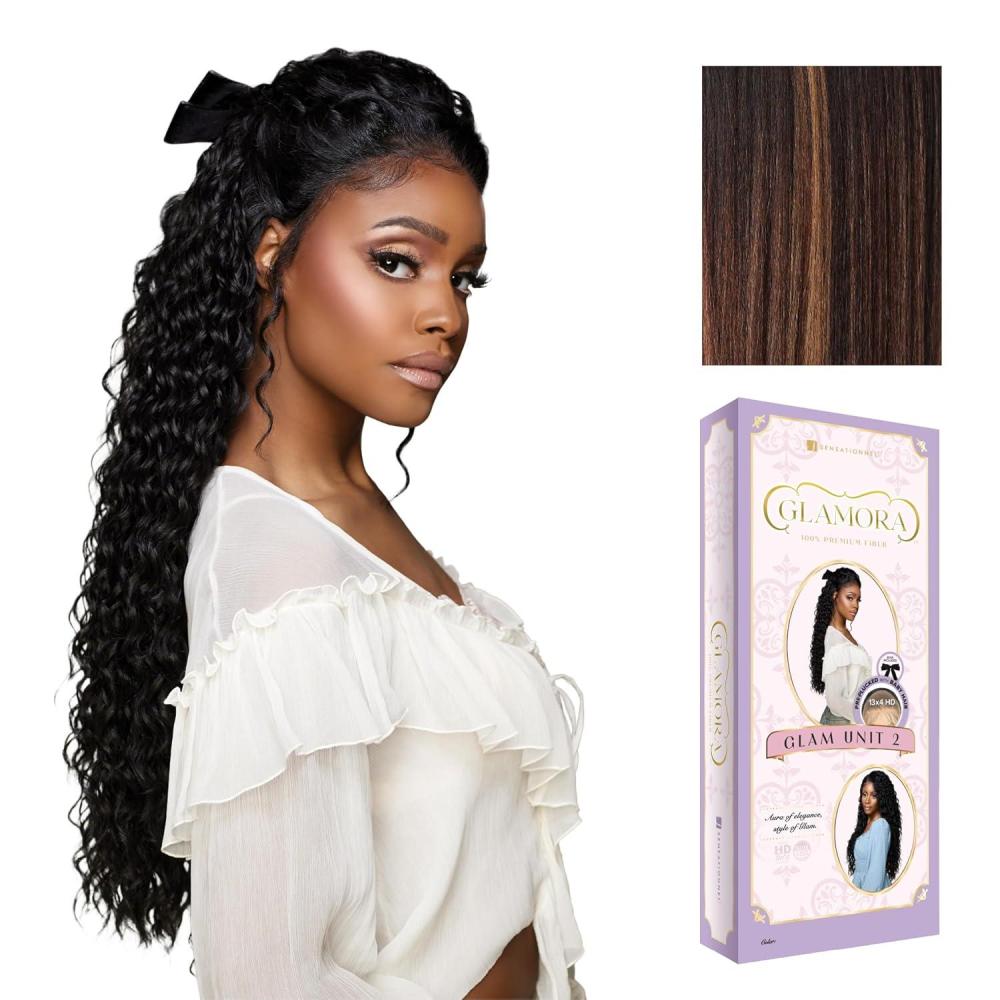 imageSensationnel Glamora Lace Front Wigs Glam Unit 2 13x4 Laceparting Ready to Wear Synthetic Preplucked Hairline Glueless Lacefront BALAYAGEMOCHABALAYAGECHOCOLATE