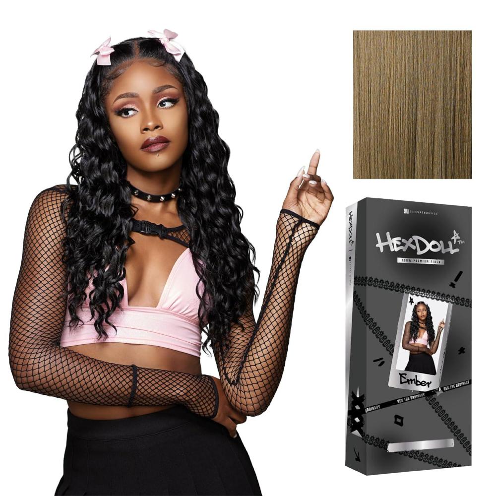 imageSensationnel HexDoll 13X4 Lace Wig Ember Lacefrontal Glueless Synthetic with Natural Density Preplucked Hairline 1 JETBLACKLIGHTASHBROWN