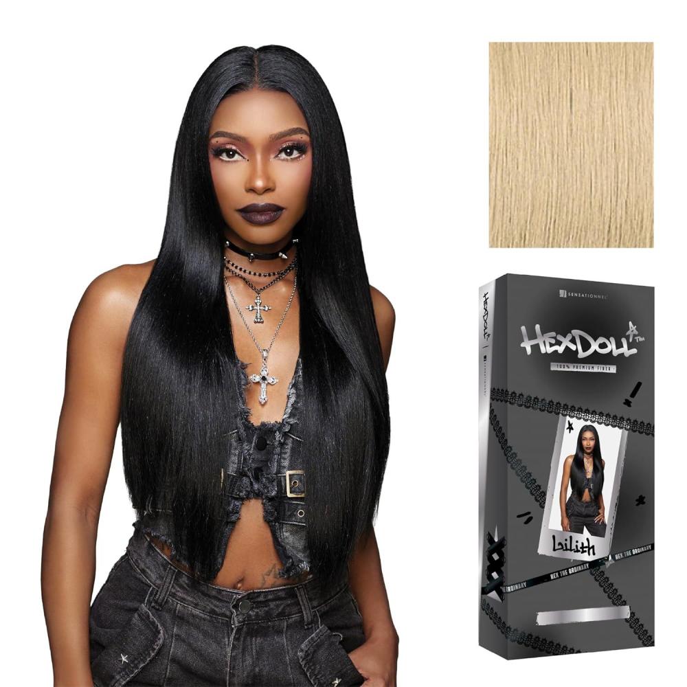 imageSensationnel HexDoll 13X4 Lace Wig Lilith Lacefrontal Glueless Synthetic with Natural Density Preplucked Hairline 1 JETBLACKBEIGEBLONDE