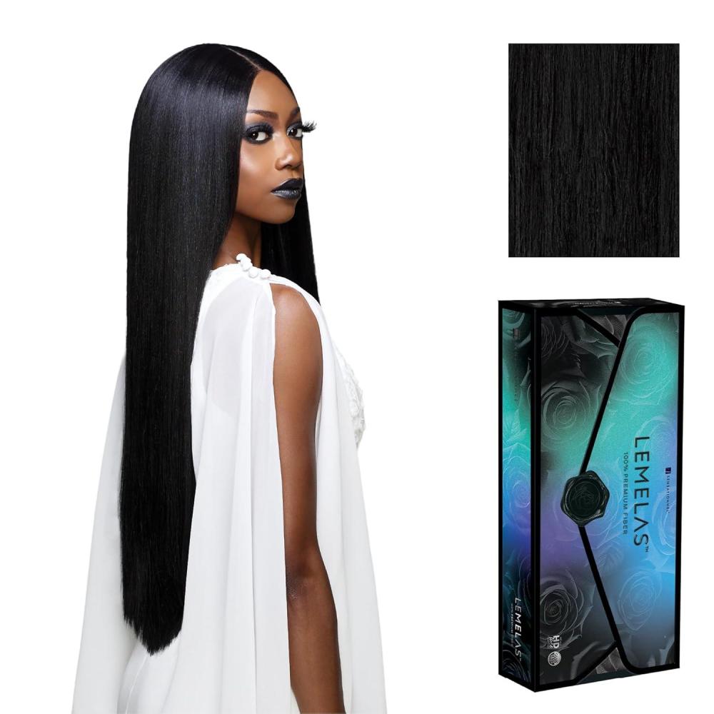 imageSensationnel Lemelas Lace Wig Lucina 5 Inch Deep Parting Glueless Ear to Ear Synthetic with Natural Density Preplucked Hairline ASTRALBLACKASTRALBLACK