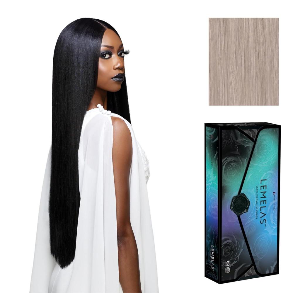 imageSensationnel Lemelas Lace Wig Lucina 5 Inch Deep Parting Glueless Ear to Ear Synthetic with Natural Density Preplucked Hairline ASTRALBLACKGLACIALASH