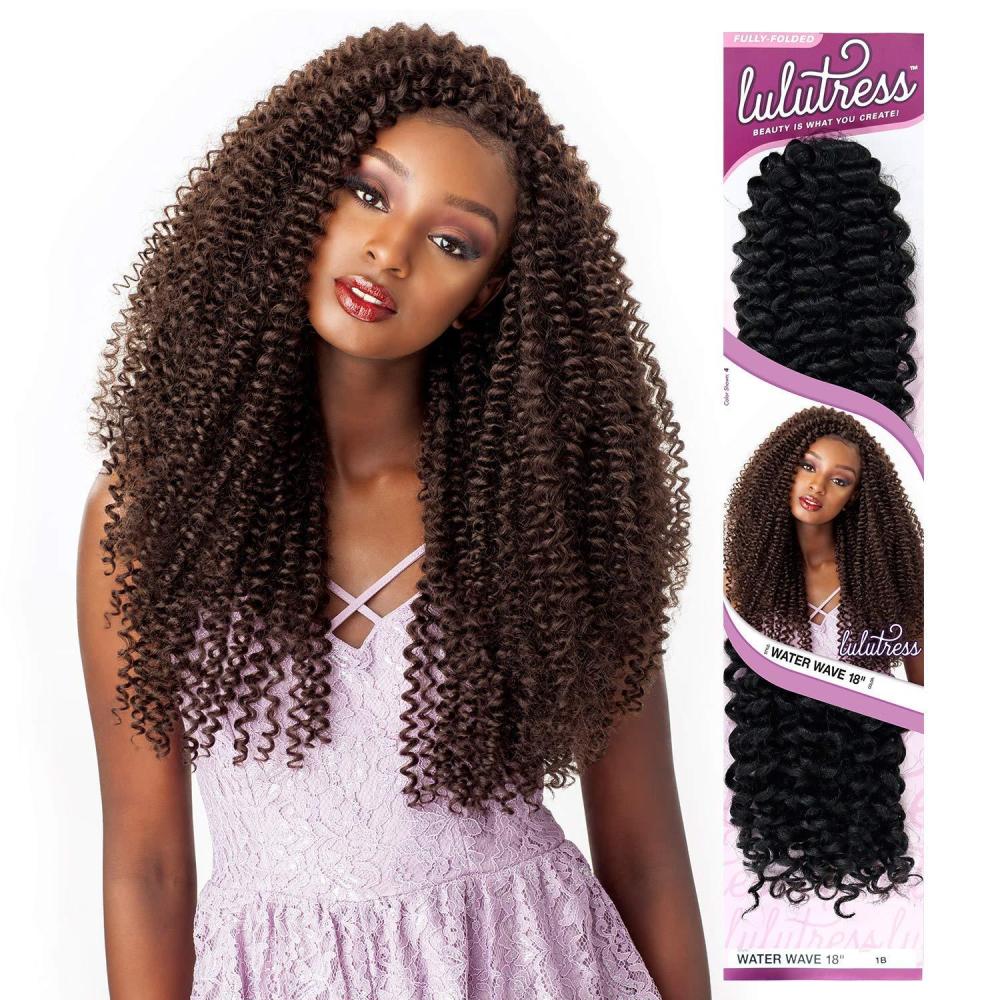imageSensationnel Lulutress Crochet Braiding Hair  Water Wave 18 Inch Fully Folded Diy All Kanekalon Synthetic Locs Twists 1 JETBLACKHOTPINK
