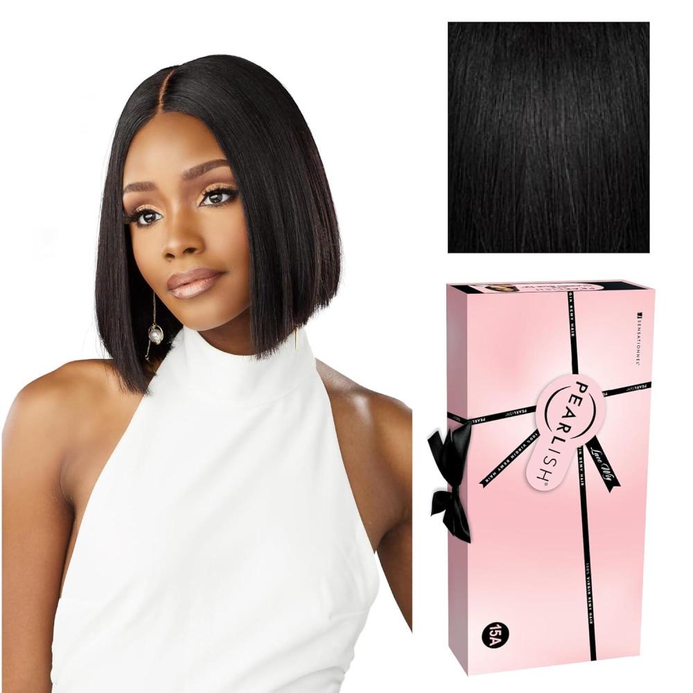 imageSensationnel Pearlish 2X6 Lace Wig Classic Bob 10 Inch Behind The Hairline Glueless Bleached Knots And Preplucked Soft Remy Hair NATURALNATURAL