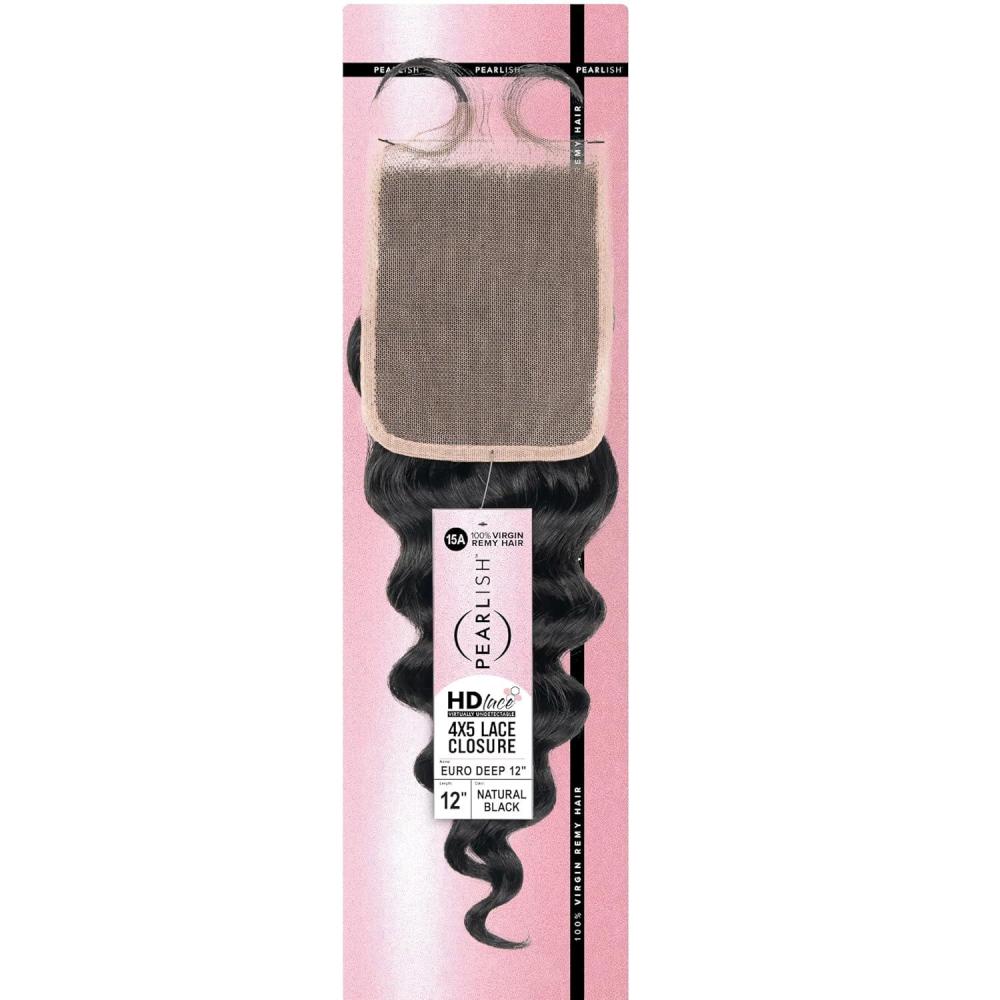 imageSensationnel Pearlish bundle 4x5 closure euro deep 12 inch HD lace beauty supply human hair bundles weave 15a soft remy NATURALNATURALBLACK