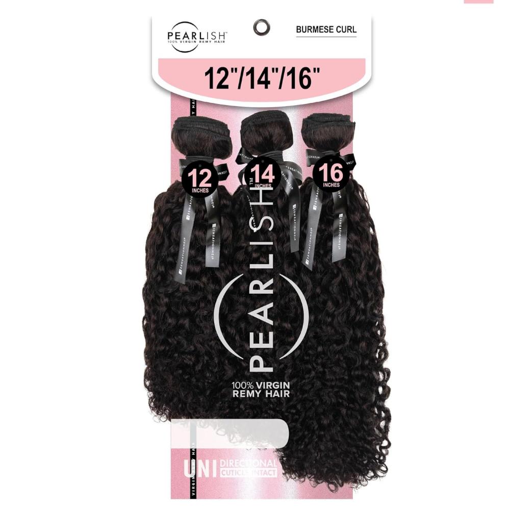 imageSensationnel Pearlish multi bundle burmese curl deep pearl conditioned 15a soft remy beauty supply sew in or glue on human hair layered lengths 10 12 14 inch NATURALNATURALBLACK