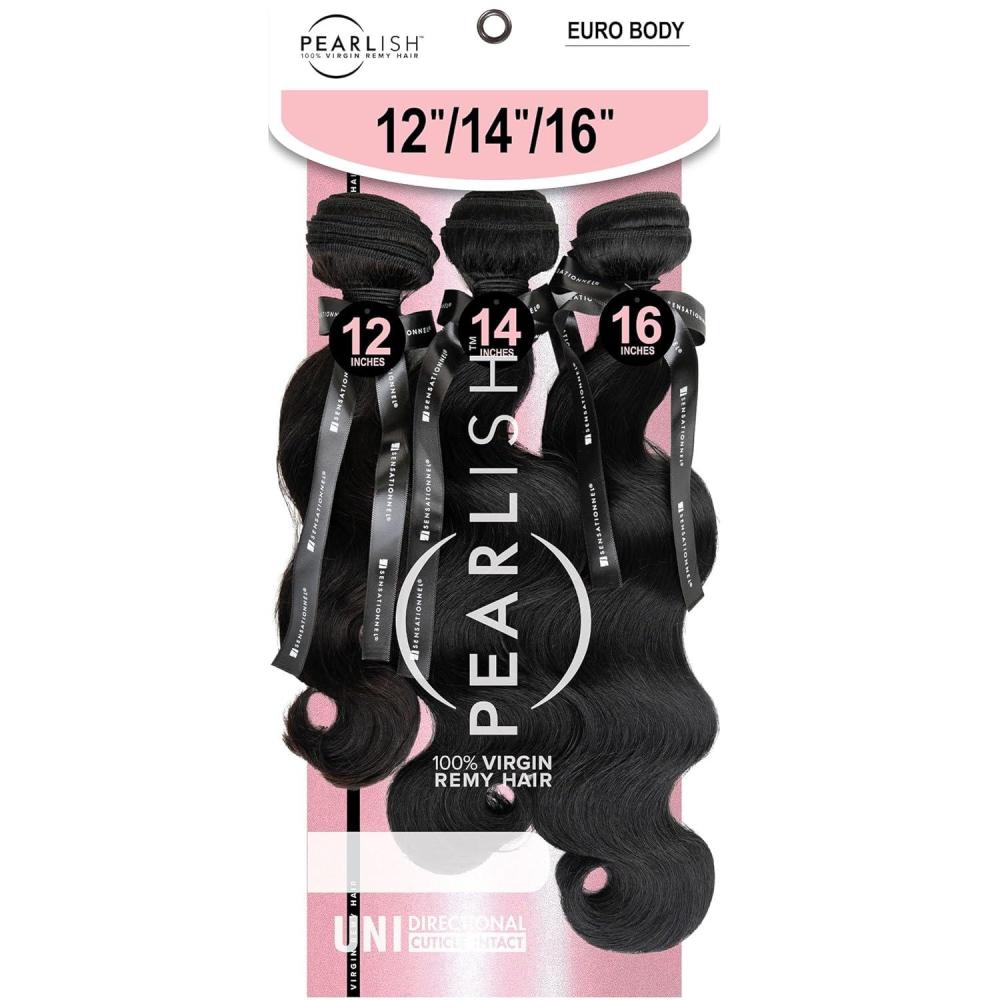 imageSensationnel Pearlish multi bundle euro body deep pearl conditioned 15a soft remy beauty supply sew in or glue on human hair layered lengths 10 12 14 inch NATURALNATURAL
