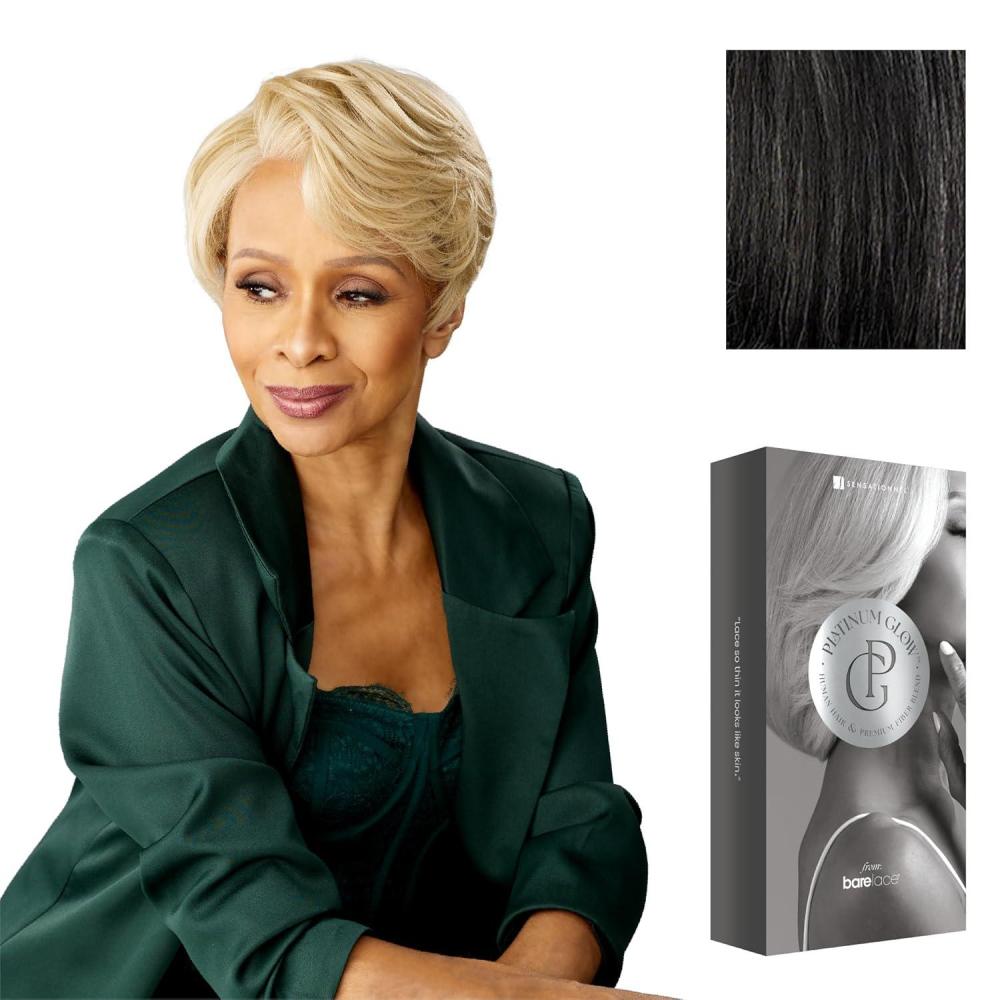imageSensationnel Platinum Glow 13X6 Wig Beline Lacefrontal Glueless human hair blend Preplucked Hairline 1 JETBLACKSHIMMERINGPEARL