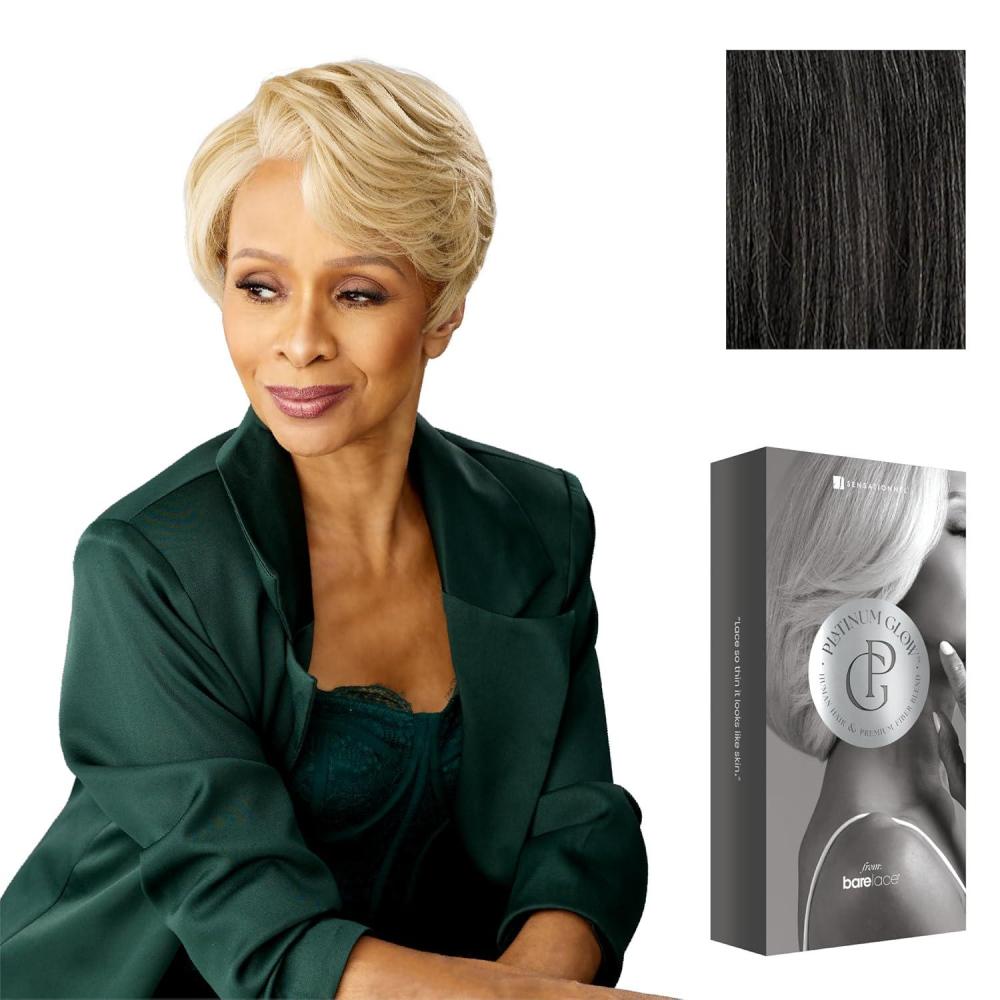 imageSensationnel Platinum Glow 13X6 Wig Beline Lacefrontal Glueless human hair blend Preplucked Hairline 1 JETBLACKSHIMMERINGSILVER