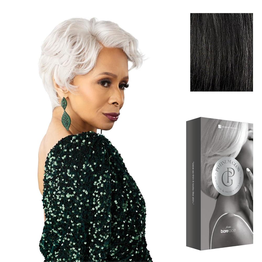 imageSensationnel Platinum Glow 13X6 Wigs Delphine Lacefrontal Glueless human hair blend Preplucked Hairline 1 JETBLACKSHIMMERINGPEARL