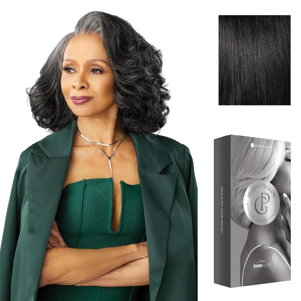 imageSensationnel Platinum Glow 13X6 Wigs Josephine Lacefrontal Glueless human hair blend Preplucked Hairline 1 JETBLACK1 JETBLACK