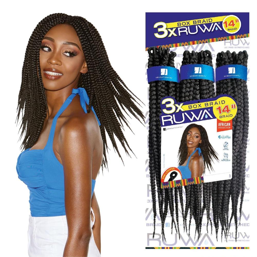 imageSensationnel Ruwa pre looped braidinghair 3x box braid water repellent kanekalon fast dry synthetic sports itch free 1 pack 14 Inch 1 JETBLACK350 COPPERRED
