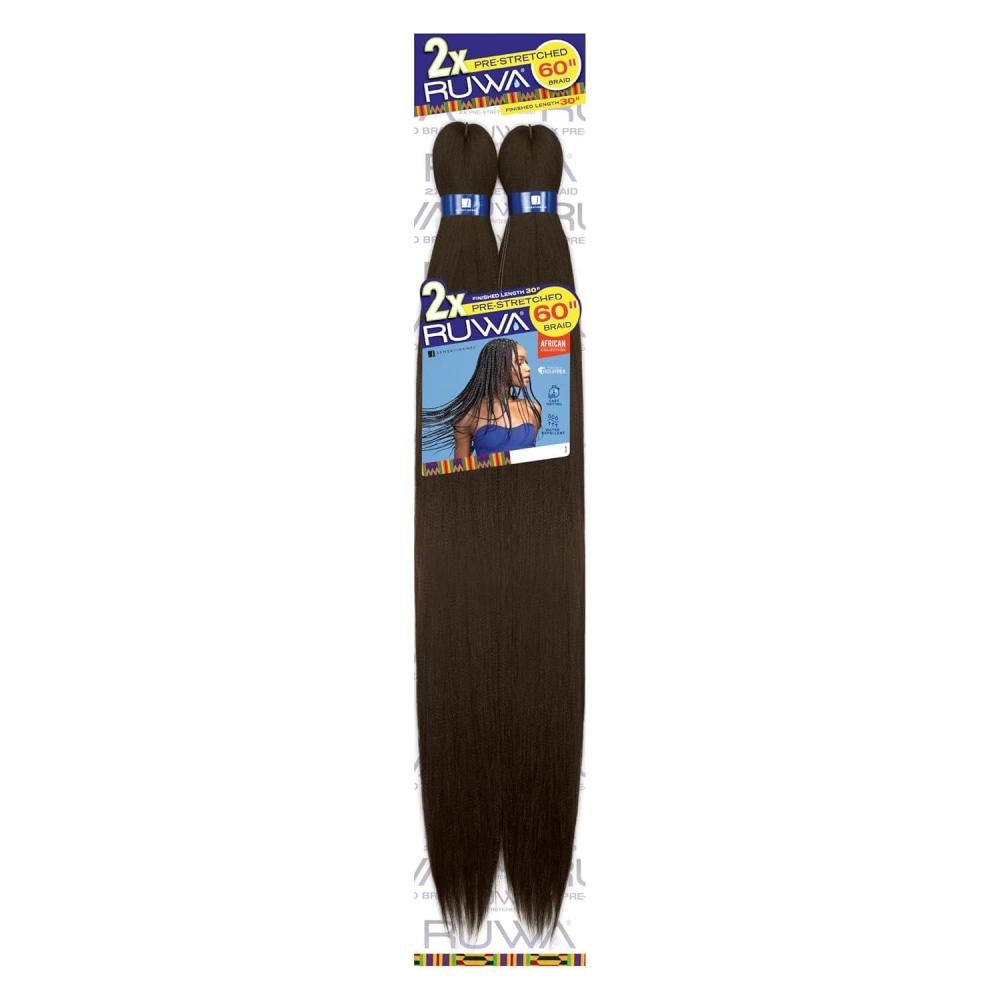 imageSensationnel Ruwa prestretched braiding hair 2x 60 inch water repellent kanekalon fast dry synthetic sports itch free 1 pack 1B OFFBLACK1B OFFBLACK