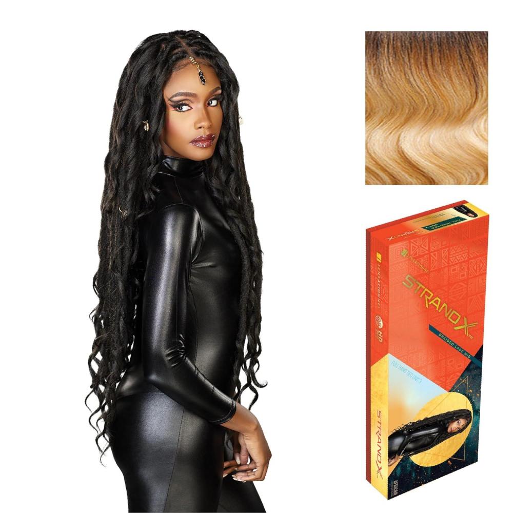 imageSensationnel Strand X Full Braided Lacewig Unit 3 Hand Tied Kanekalon HD Glueless Wig 1 JETBLACKT427613