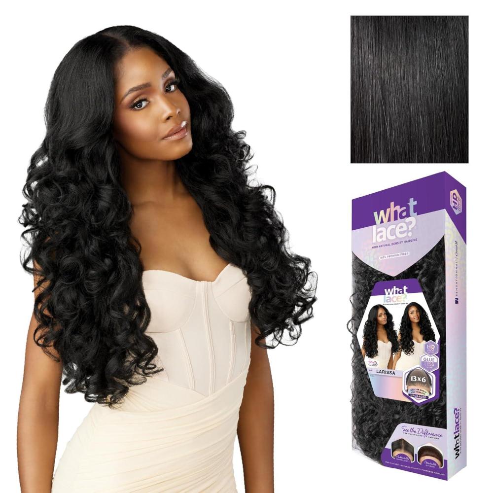 imageSensationnel What Lace 13X6 Wig Larissa Lacefrontal Hand Tied Glueless Synthetic with Natural Density Preplucked Hairline 1 JETBLACK1 JETBLACK