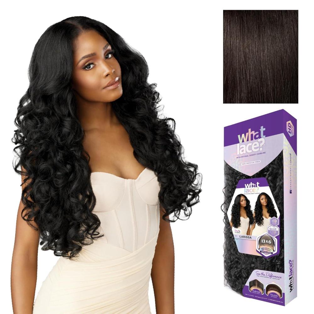 imageSensationnel What Lace 13X6 Wig Larissa Lacefrontal Hand Tied Glueless Synthetic with Natural Density Preplucked Hairline 1 JETBLACK2 DARKBROWN