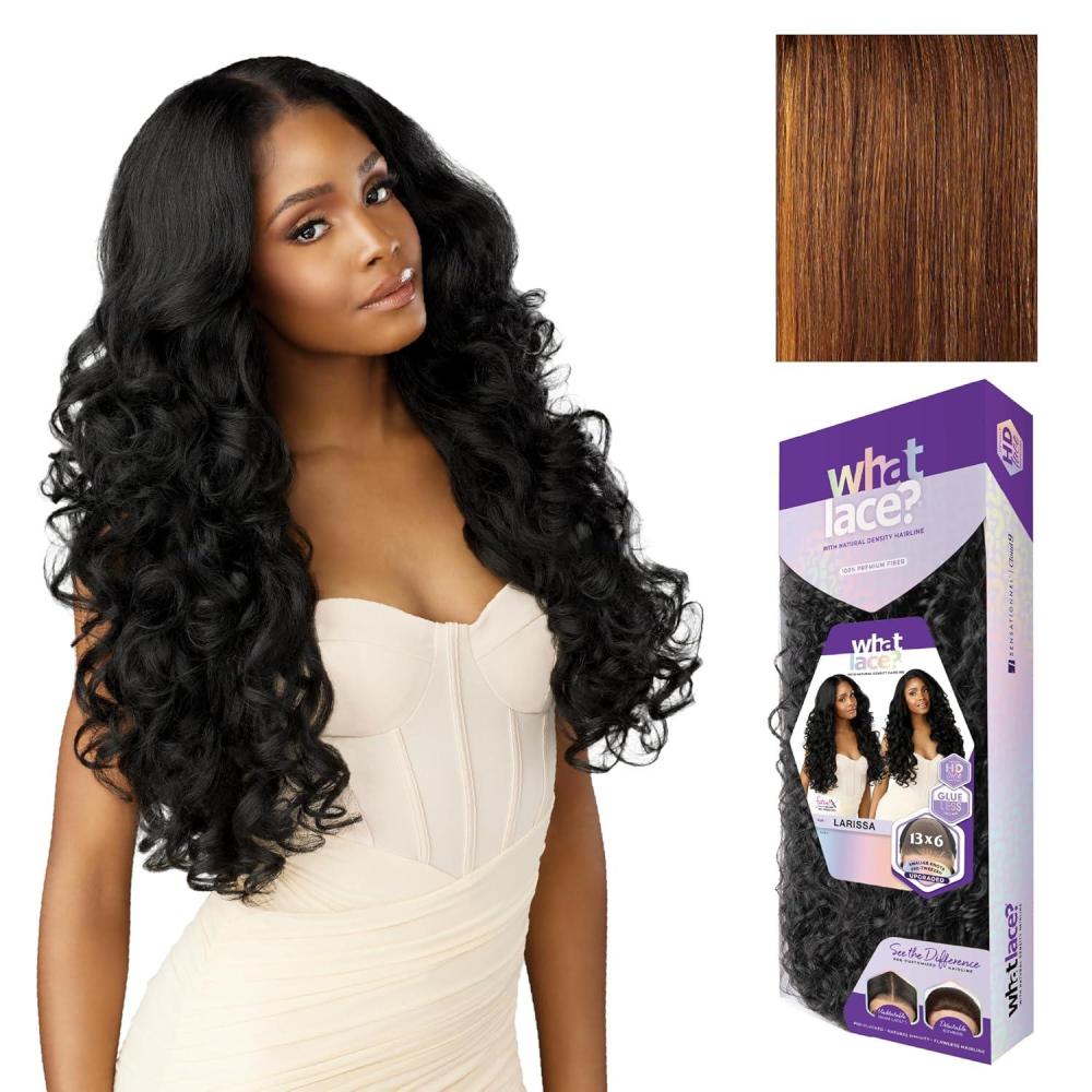imageSensationnel What Lace 13X6 Wig Larissa Lacefrontal Hand Tied Glueless Synthetic with Natural Density Preplucked Hairline 1 JETBLACKBALAYAGEAUBURN