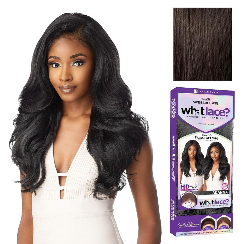 imageSensationnel What Lace 13X6 Wigs Adanna Lacefrontal Hand Tied Glueless Synthetic With Natural Density Preplucked Hairline 1 JETBLACKDark Brown 2